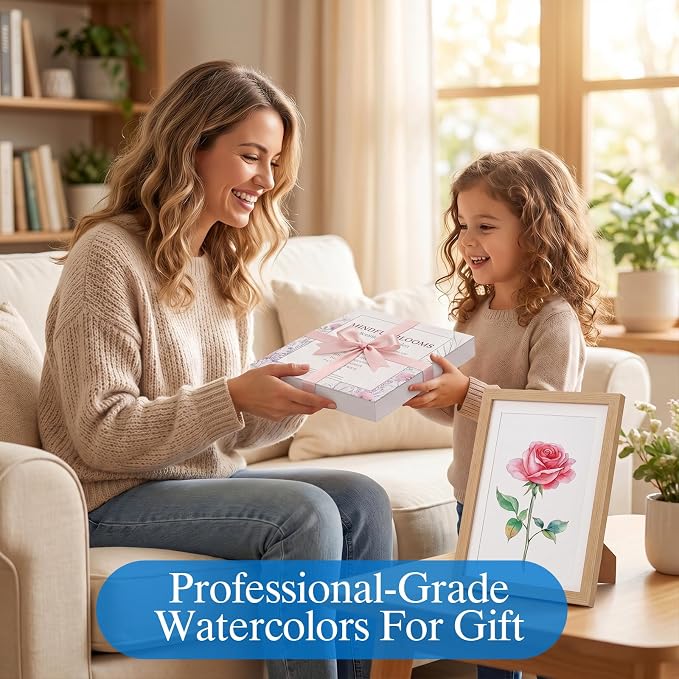 Watercolor Workbook for Beginners,18 Floral Water Coloring Book with 2 Frame,Relaxing & Easy to Paint Water Coloring Book with 24 Colors-Perfect for Gifting to Creativity & Joy for Adults