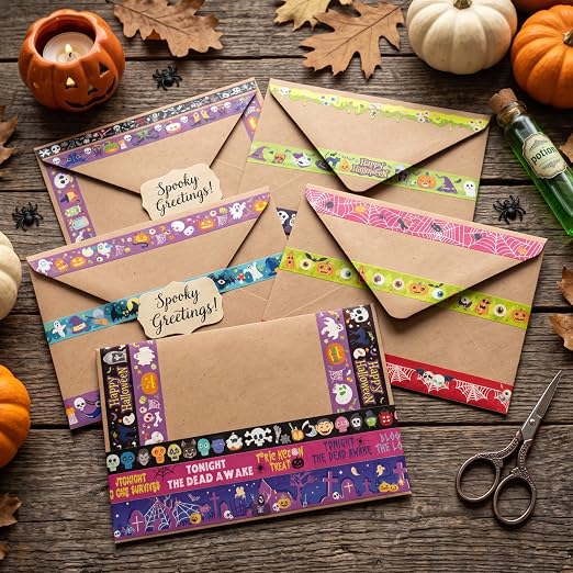 Halloween Washi Tape Set Pumpkin Scrapbook Tape 18 Rolls | Pumpkin Pattern Washi Tape Set With 18 Rolls, 0.59in and 0.79in Widths for Journaling, Scrapbooking and DIY Crafts