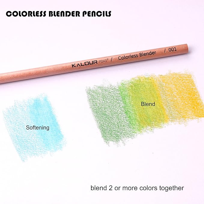 KALOUR Colorless Blender and Burnisher Pencils Set,Non-pigmented, Wax Based Pencil,perfect for Blending Softening Edges,ideal for Colored Pencils,Art Supplies for Artists Beginners(6 Pencils Total)