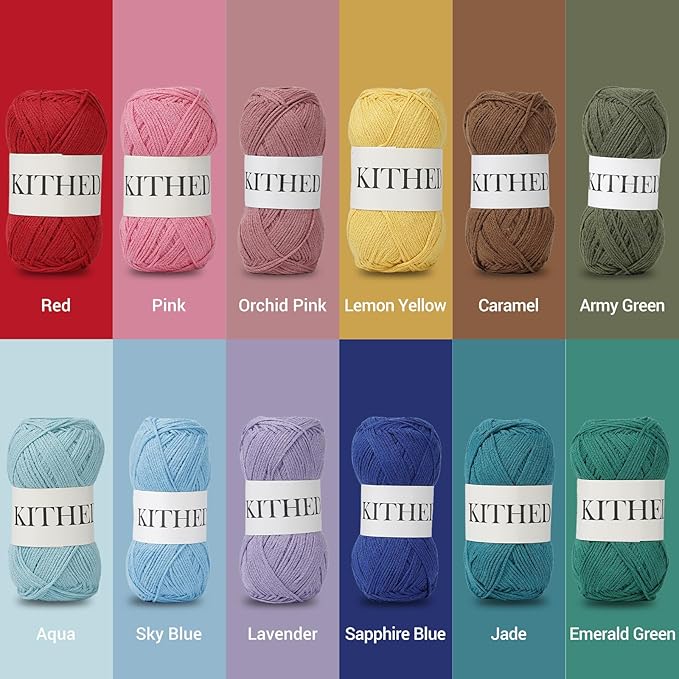Cotton Yarn，50% Cotton 50% Polyester-10.5oz，526yard，3 Pack ，Soft Yarn for Crocheting and Knitting (05 Red)
