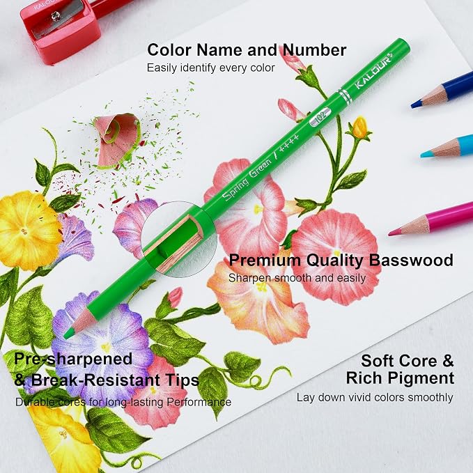 KALOUR 550 Colored Pencils Set with Large capacity Zipper Case,Soft Core with Vibrant Color,Ideal for Coloring Drawing Sketching Crafting, Art Supplies for Adults Artists Beginners