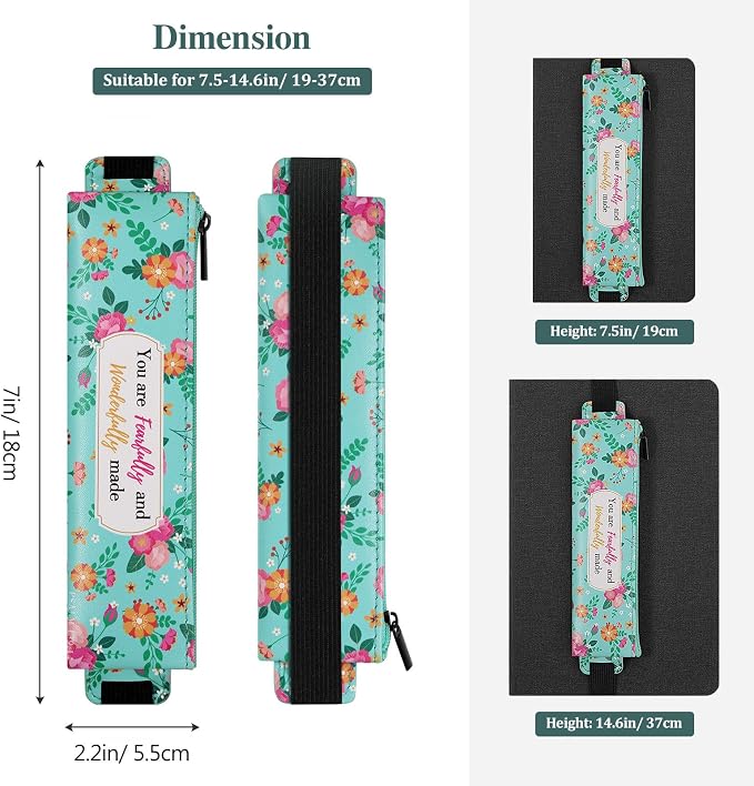 MoKo Elastic Pen Holder for Notebook, 4 Pack PU Leather Pencil Pouches