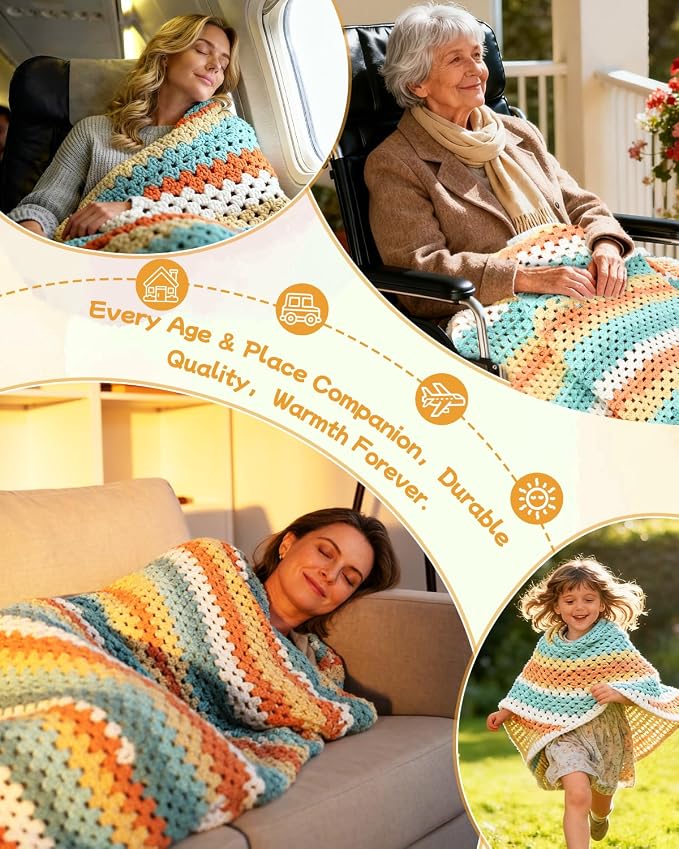 Aeelike Crochet Kit for Beginners,Knitting a Blanket with Cake Yarn