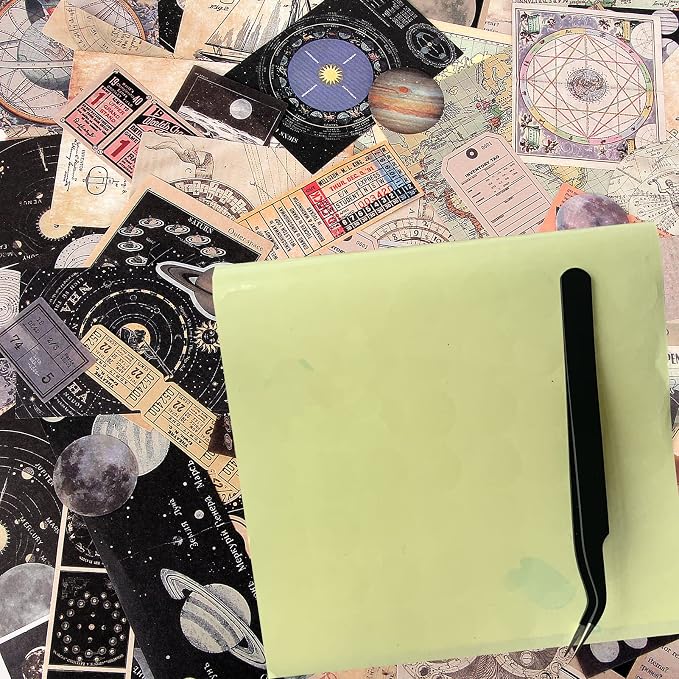 TIYPKE 200pcs Aesthetic Stickers - Vintage Scrapbook Stickers for Journaling, Bullet Journals, Scrapbooking, Space & Moon Themes