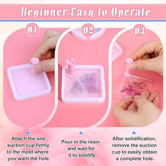 Luxiv 25P Resin Hole Makers, 5Sizes 2/3/4/6/8mm Silicone Mold Tool with Box | 25 Resin Hole Makers, Double-Side Suction, 5 Sizes And Storage Box, For Jewelry, Earrings, Bookmarks, Keychains, Resin Crafts