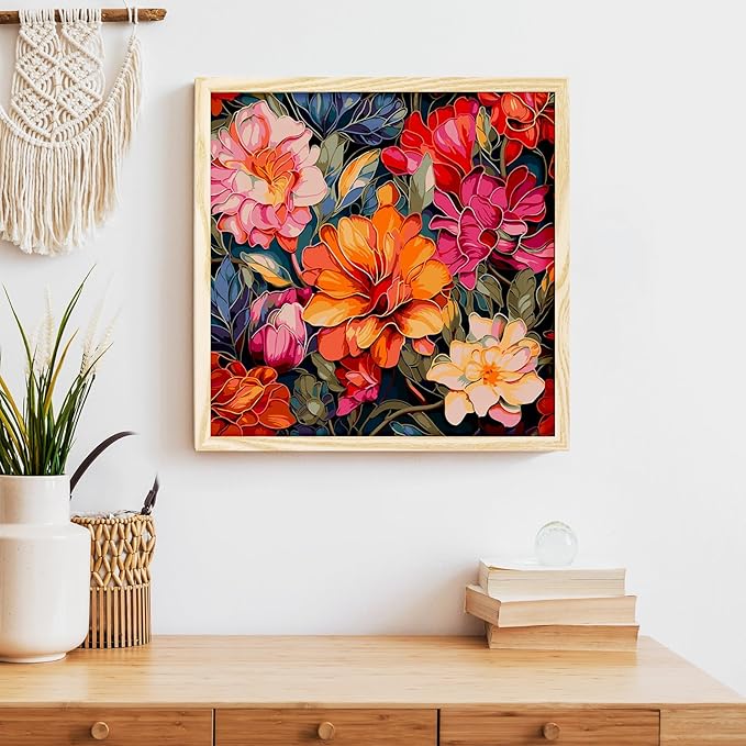Camocin Paint by Numbers Kit for Adults Beginner, Flowers Bloom, 16x16 Inch