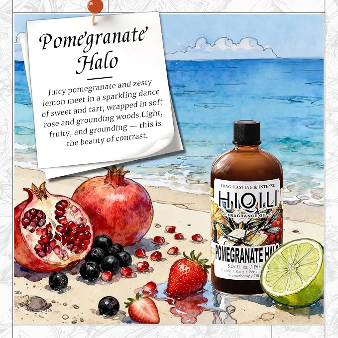 HIQILI Pomegranate Halo Fragrance Oil for DIY Perfume, Candles, Soap, Lotion & Pet Deodorizer, Fruity & Fresh Long-Lasting Scent, with Dropper - 5.07 Fl Oz (Pack of 1)