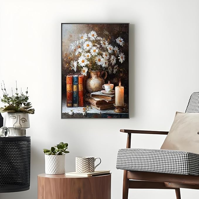OJTOYART Daisies Paint by Numbers Kit for Adults, vase Adult Painting by Numbers for Beginner on Canvas, DIY Hand Painted Oil Paintings for Home Wall Decor 16 X 20 inch