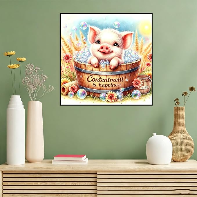 Benjenes Pig Diamond Art Kits for Adults, Cute Diamond Painting