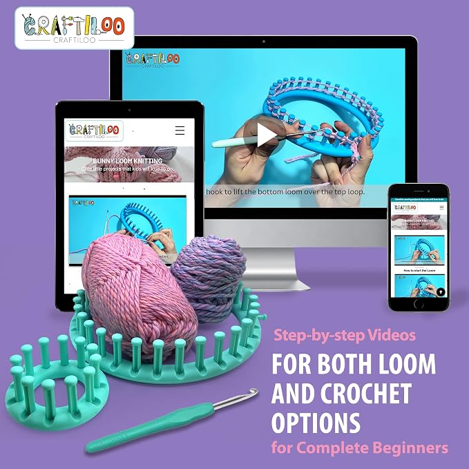 Loom Knitting & Crochet Kit for Kids - Beginner Bunny Knitting Kit