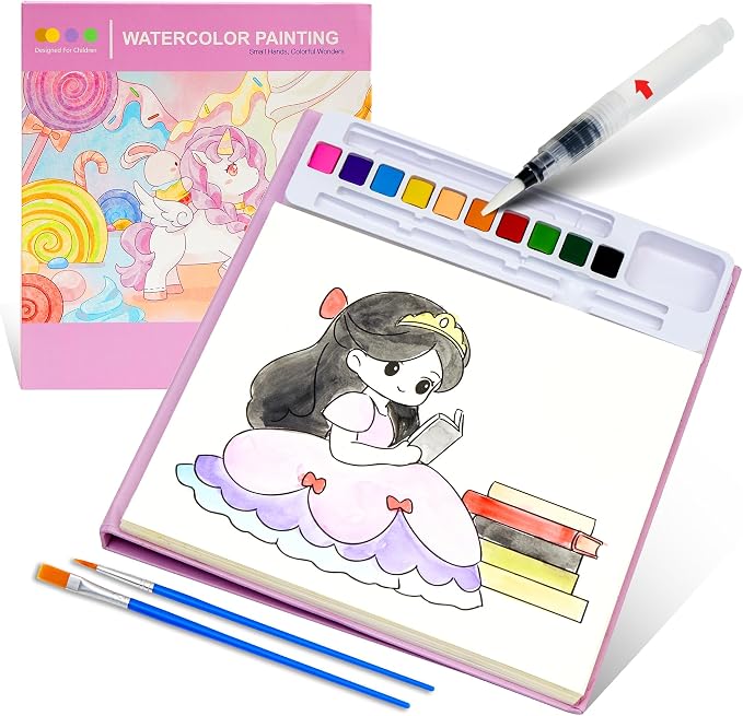 Water Coloring Painting Books for Toddlers - Paint with Water Coloring Books for Kid Ages 3-5 4-8, 24 Pages Total DIY Arts and Crafts Drawing Activities Book Toy Birthday Gift for Boys Girls (Unicorn)