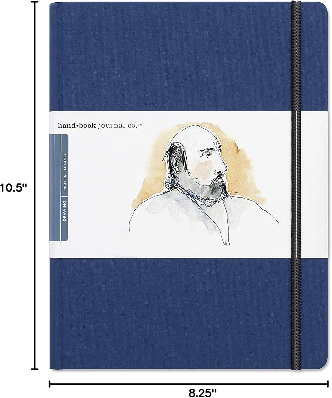 Travelogue Drawing Book, Grand Portrait 10-1/2 x 8-1/4, Ultramarine Blue Artist Journal