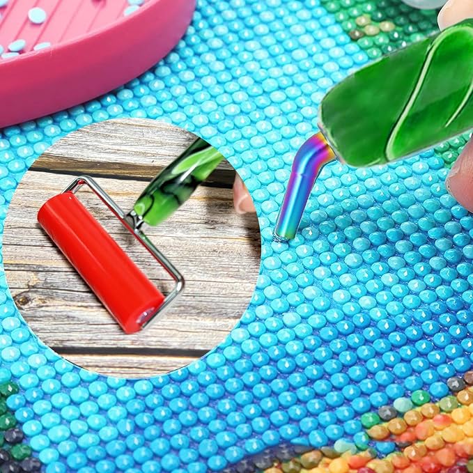 Diamond Art Pens Tools Diamond Painting Accessories Kits with Screw Metal Tip Roller Diamond Painting Pen Drill Bead Dot Pens for Art Craft Nail (Green Pen Color 6)