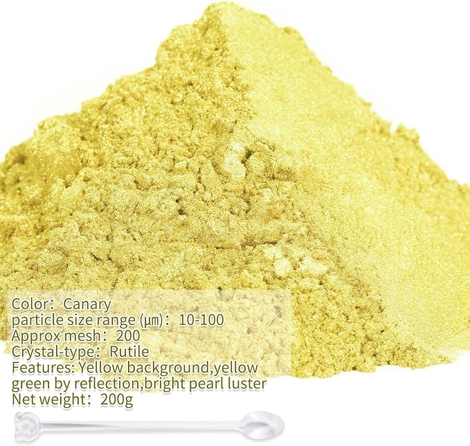 Mica Powder,7.05OZ（200g）,Canary Mica Powder Pigment for Epoxy Resin，Lip Gloss，Car Paint，Dye，Soap Making，Nail Polish,Epoxy Resin,Candle Making,Bath Bombs