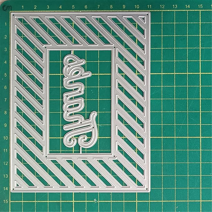 Cutting Dies 3D Background Frame Metal Stencils Scrapbooking Tools DIY Craft Thanks Embossing Template for Paper Card Making Album Arts Supplies (Frame G-Diagonal striped11.1x14.3cm)