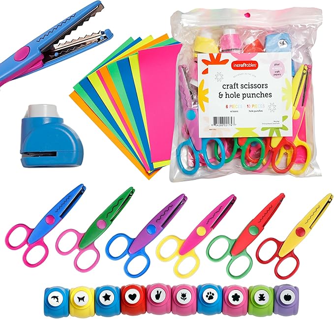 Craft Scissors Set – 26 Pcs, Paper Hole Punch & Decorative Cutting Edges