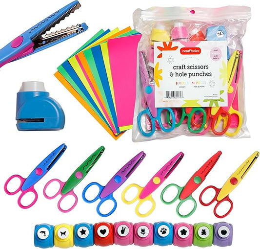 Craft Scissors Set – 26 Pcs, Paper Hole Punch & Decorative Cutting Edges
