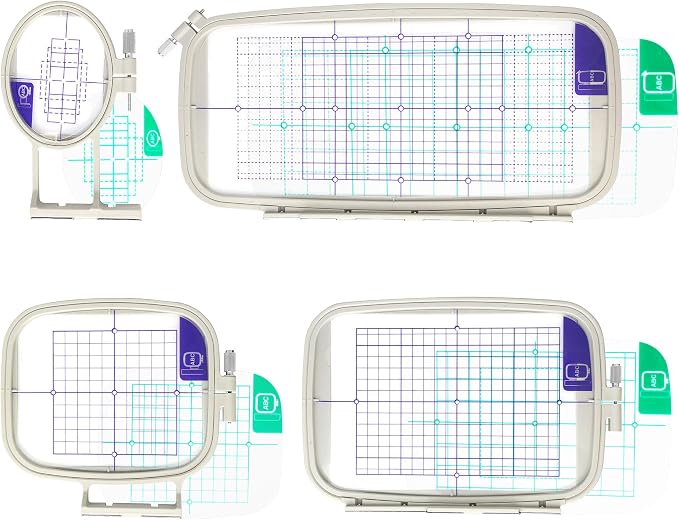 Sew Tech 4pcs Embroidery Hoop for Brother, 1x2.5 4x4 5x7 5x12in Frame Set | Fits PE900 SE2000 PE800 PE780D PE770 PE700 SE2100 SE1950 SE1900 NS1250E NS2850D Brother; Baby Lock Bloom Accord Ellure