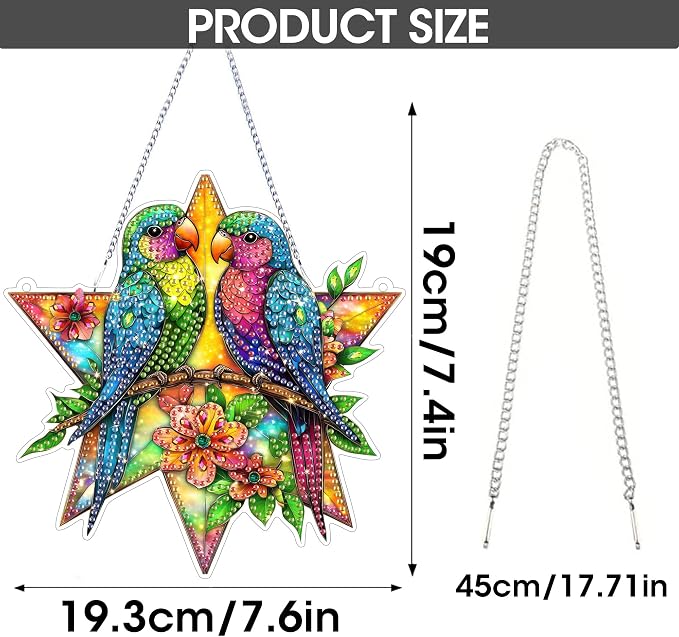 SKRYUIE Bird Hanging Pearl Diamond Art Kits for Adults Suncatcher A2 | Special Shaped Crystal DIY Hanging Diamond Painting Kit, Gift for Mother Spring Summer Window Wreath Decor 7.6 x 7.45 Inch