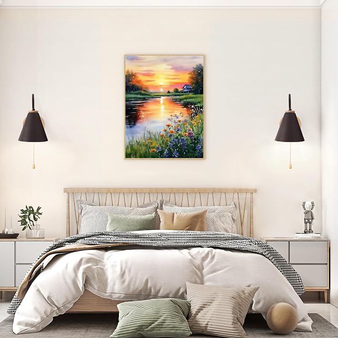 Yunruily Paint by Numbers Kits for Adults - Landscape Paint by Numbers for Adults Canvas,Sunset Paint by Number Adult for Gifts Home Wall Decor 16x20inch