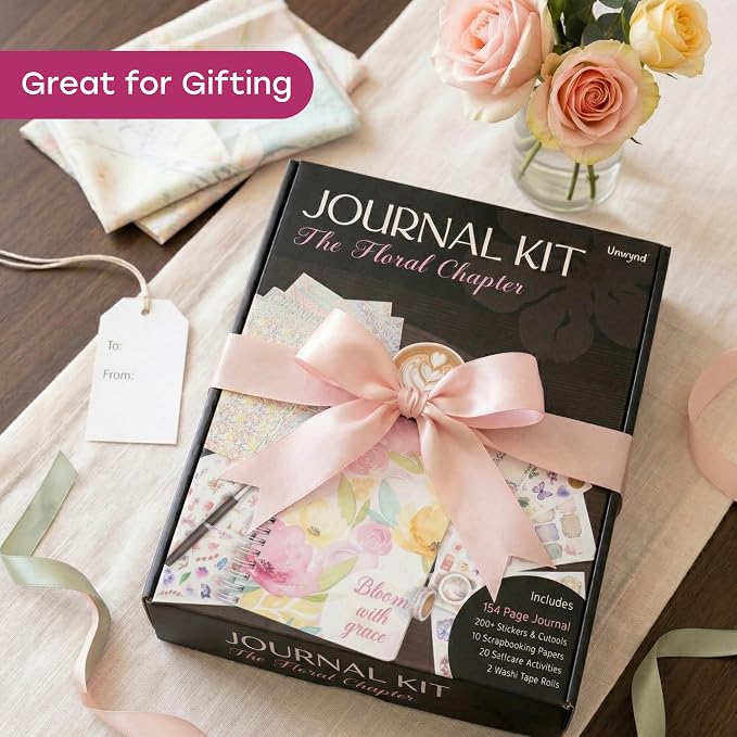 Unwynd Floral Chapter Journal Scrapbooking Starter Kit for Women Adult Teen