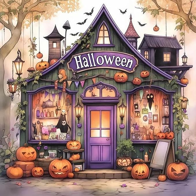 XUCNWL Halloween Diamond Art Kits for Adults,Haunted House Diamond Painting