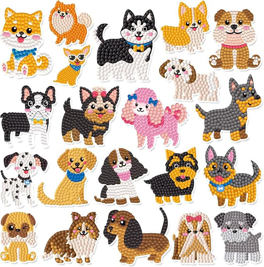 Labeol Diamond Art Kits for Kids Boys and Girls Ages 6-8-10-12 Easy to DIY Creative Diamond Art Sticker Craft by Numbers Kits for Kids and Adult Beginners (Puppy)