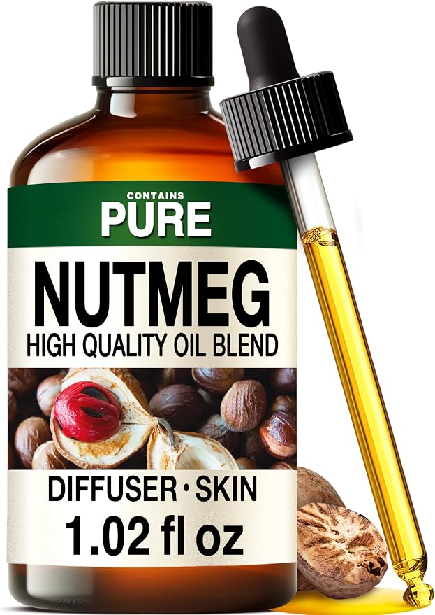 Kukka 100% Pure Nutmeg Essential Oil for Skin, Diffuser, 1.02 Fl Oz | Nutmeg Oil for Massage, Focus & DIY, Warm Spicy Aroma for Mental Clarity & Comfort