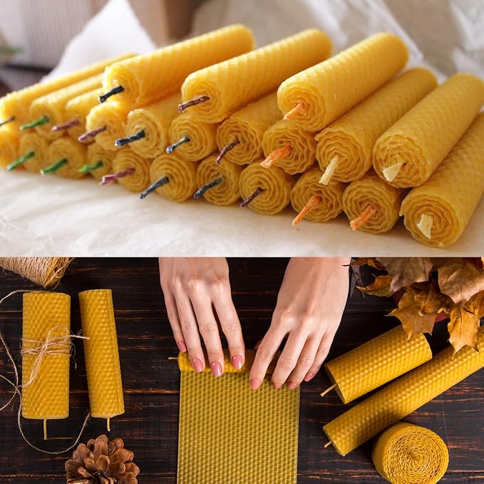 GBACHOOSE 8x8 inch Beeswax Sheets for Candle Making | Beeswax Sheets Wax Sheets for Candle Making Rolling DIY Kits for Adults, Kids, Crafts, Gifts(Yellow)