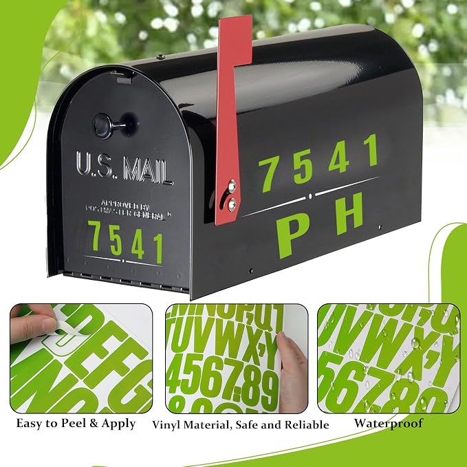 Letter Stickers 30 Sheets 1500 PCS Large Alphabet Sticker 2 Inch Vinyl Self Adhesive Stick on Stickers for Water Bottles Cup Mailbox Number Address Crafts Scrapbook Bulletin Board Decor (Light Green)