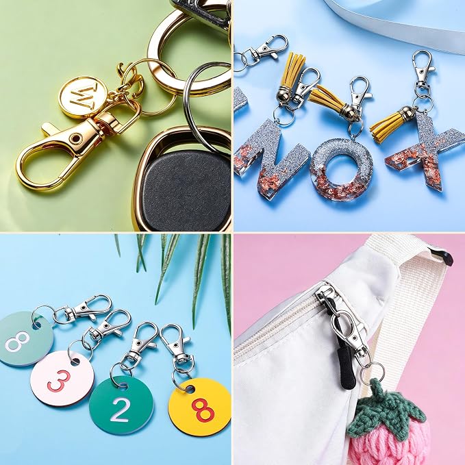LEOBRO 160PCS Lobster Claw Clasps and Key Rings, Keychain Making kit, Keychains Clips and Key Chain Ring, for Key Chains, Jewelry Making, Art Crafts, Gold & Silver