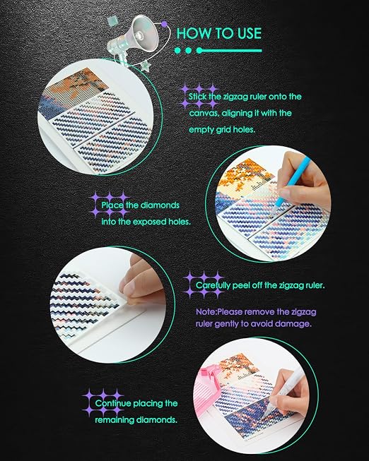 Foreveryoung Diamond Painting Zigzag Rulers, 9 PCS Tools for Square Kits