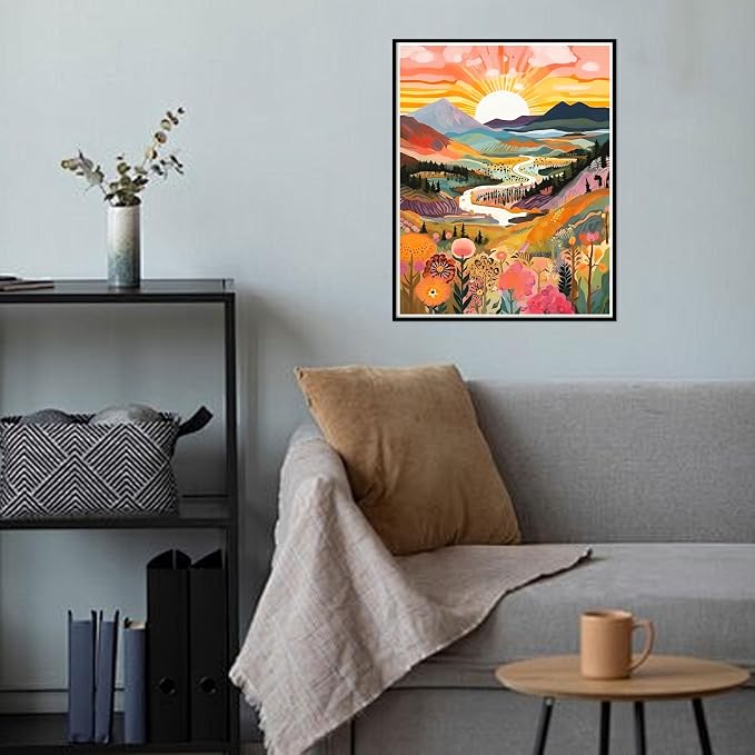 Diamond Art Painting Landscape-Diamond Art Kits for Adults 12x16inch | Sunrise 5D Diamond Painting,DIY Full Drill Diamond Art Sunrise Gem Painting and Crafts Includes All Tools