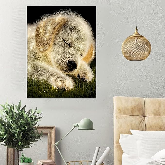 HHMATITS Dog Diamond Art Kits for Adults, Diamond Art Painting 12x16IN