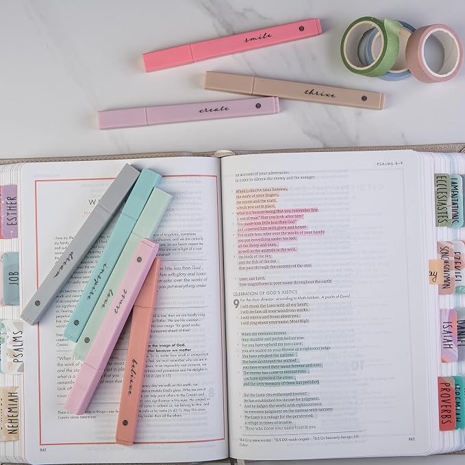 DIVERSEBEE Bible Highlighters with Soft Chisel Tip, No Bleed (Boho)