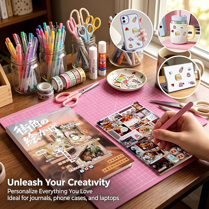 Tmtains 1000+Pcs Japanese Sticker Book for Scrapbook 30 Sheets Heisei Retro Style Korean Stickers for Journaling Aesthetic Japanese Sticker Book for Adults DIY Crafts Junk Journal (Street Corner Art)