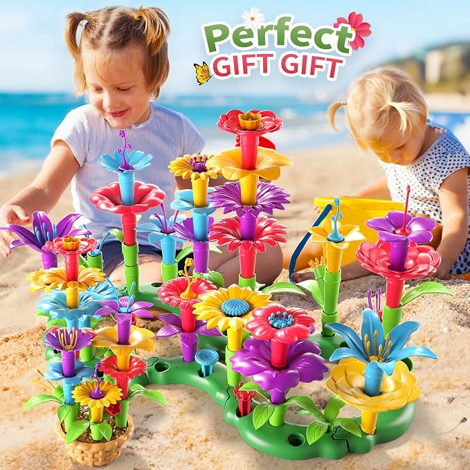 Garbo Star Girl Toys for 3 4 5 6 Year Old Girls Birthday Gift, Flower Garden Building Toys Set for Girls Toddlers Kids Ages 3-5, Building Educational Stem Toys