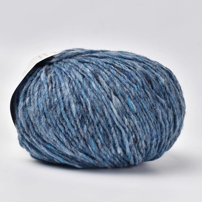 Rustic Tweed Wool Yarn, 1oo% Australian Wool, DK, 4 Skeins 200g/656yds (3148 Denim Blue Fleck), Tweed Wool Yarn for Crochet | Soft Structure | Beautiful Stitch Texture