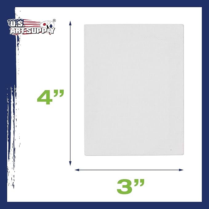 U.S. Art Supply 3"x4" Mini Square Canvases for Painting, Pack of 12