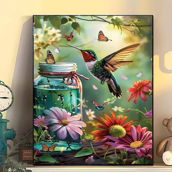 Arttoplus Hummingbird Paint by Numbers Kit for Adults Beginner 16x20 inch | Hummingbird Adult Paint by Number Kits on Canvas, DIY Oil Painting by Numbers for Gift Home Wall Decor (Without Frame)