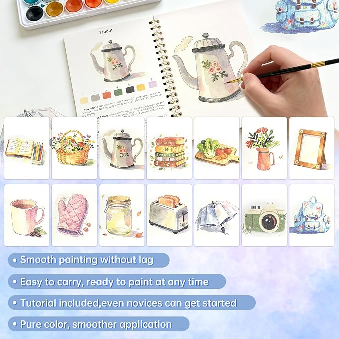 Watercolor Workbook, 16 Colors Watercolor Books Paint Set for Adults Teens