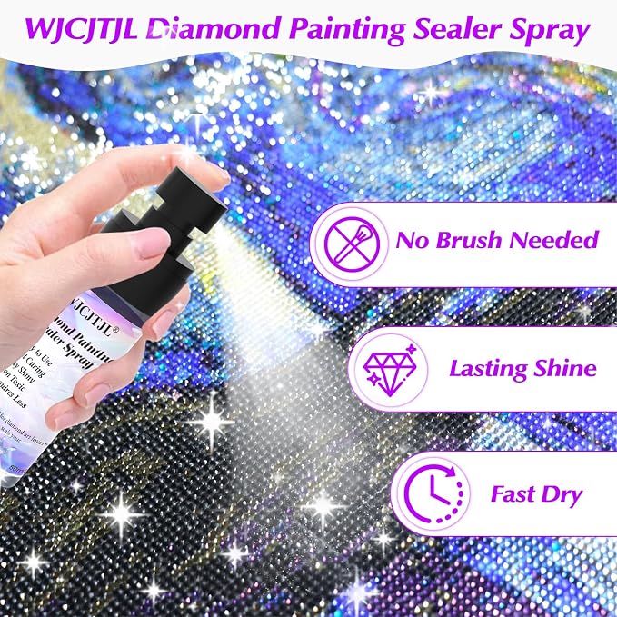 Upgraded Diamond Painting Sealer Spray - 30 Minutes Quick Dry (1 Pack) | Diamond Art Sealer Glue, Keep Diamond Art Fixed and Shiny, Diamond Art Accessories and Tools, Easy to Use, No Brush Needed
