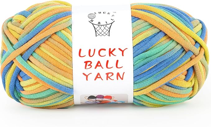 LUCKY BALL Yarn for Crocheting, 100g / 109 yd 70% Cotton 30% Nylon #5 Bulky Tube Yarn, Soft Crochet & Knitting Yarn for Bags, Hats, Socks, Sweaters, Blankets(Orange Blue)