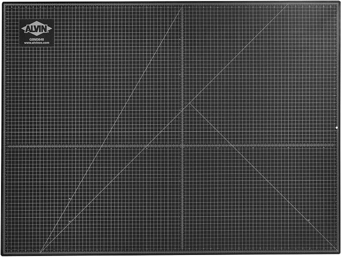 ALVIN GBM Self-Healing Cutting Mat 36 x 48 inch | Double-Sided Green/Black | 5-Layer Gridded Surface for Arts, Crafts and Sewing - Model GBM3648