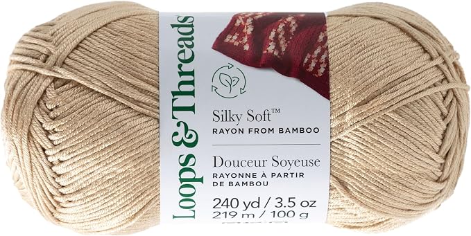 Loops & Threads Silky Soft Yarn - Yarn for Knitting, Crochet, Weaving, and Arts & Crafts - Brown, Bamboo, 3.5 oz