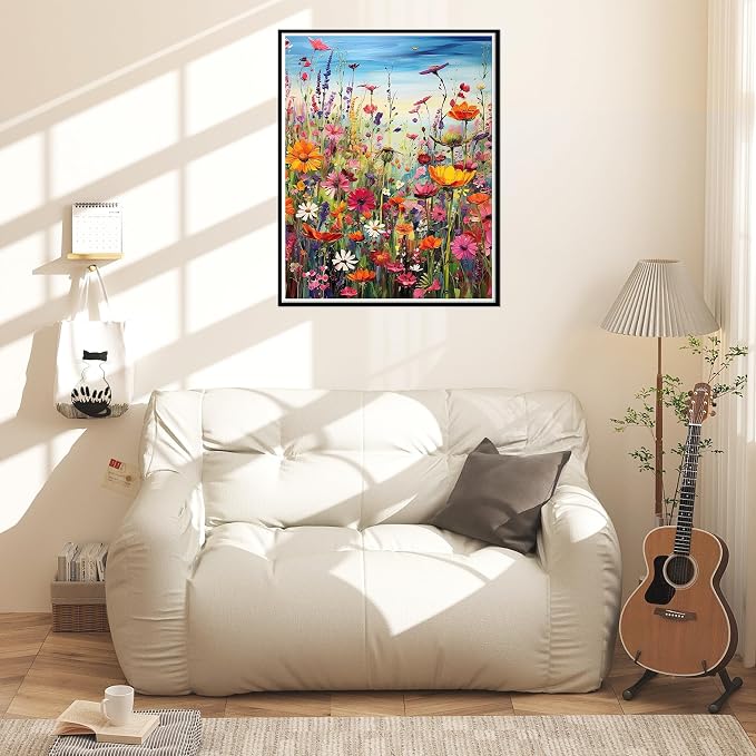 Wlid Flowers Paint by Number Adult-Paint by Numbers Flowers,Canvas Painting by Numbers for Adults Flower,Oil Painting by Numbers for Adults for Gifts and Home Wall Decor(With Gifts Box)16x20inch