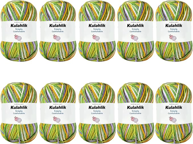 500g(10x50g) Acrylic Yarn for Crocheting and Knitting, Colorful Gradient Yarn Thread, 10 Rolls Skeins, Multicolor Hilo Acrílico, Perfect for DIY Crafts Project