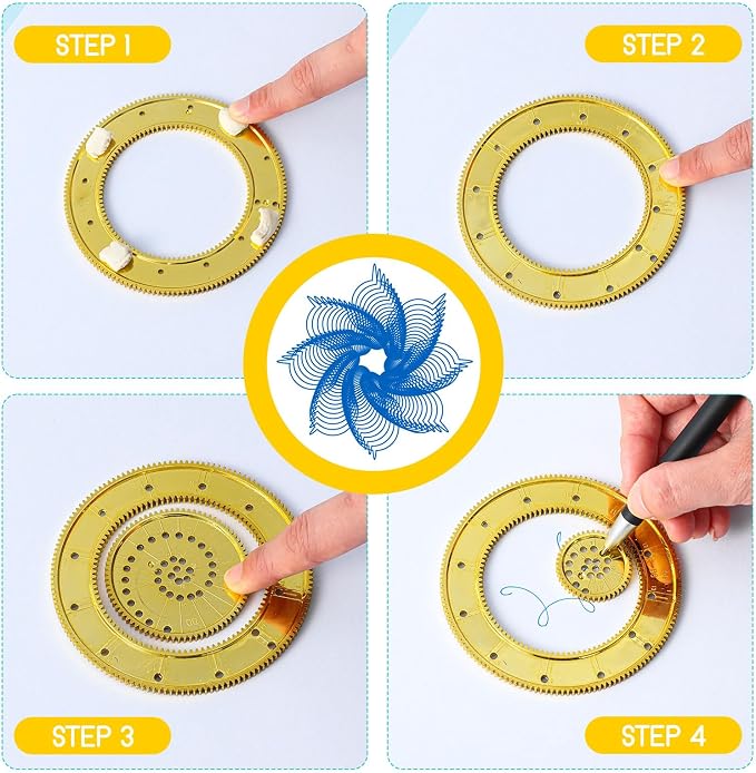 Chivao Spiral Art Kit Circle Stencils Drawing Tool Geometric Ruler,Modern