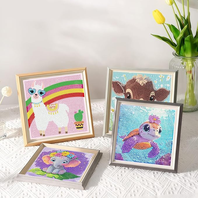 Acelii 6 Pack Cow Diamond Painting Kits for Kids, 5D DIY Diamond Art Set | Cute Cow Gem Art Kit for Kids & Beginners, Full Round Big Gems, Home Wall Decor, 6 x 6 Inch DIY Craft Gift