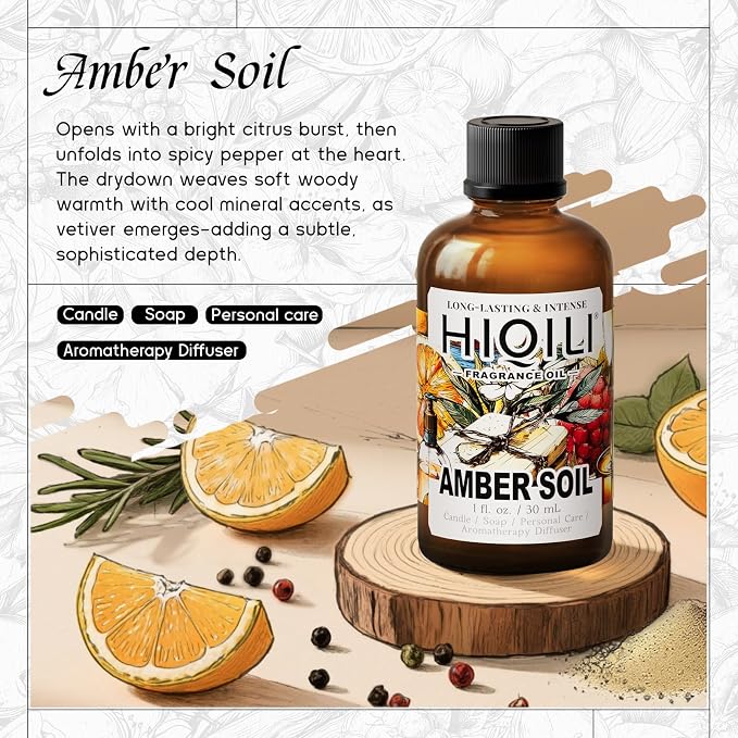 HIQILI Amber Soil Fragrance Oil for Diffuser & Perfume Making